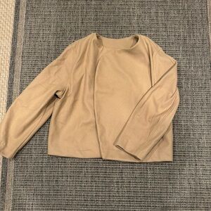 Women's Open-Front Cropped Coat Jacket - Beige